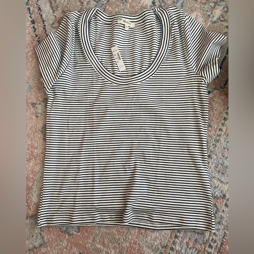 Madewell (Re)generative Cotton Ribbed Scoopneck Tee #NWT